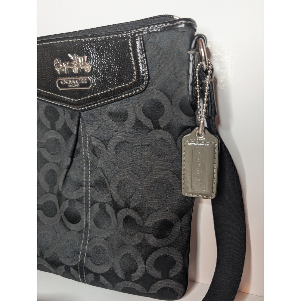 Coach Madison Op Art Black Horse And Carriage Logo Crossbody Bag Tag - Picture 3 of 11